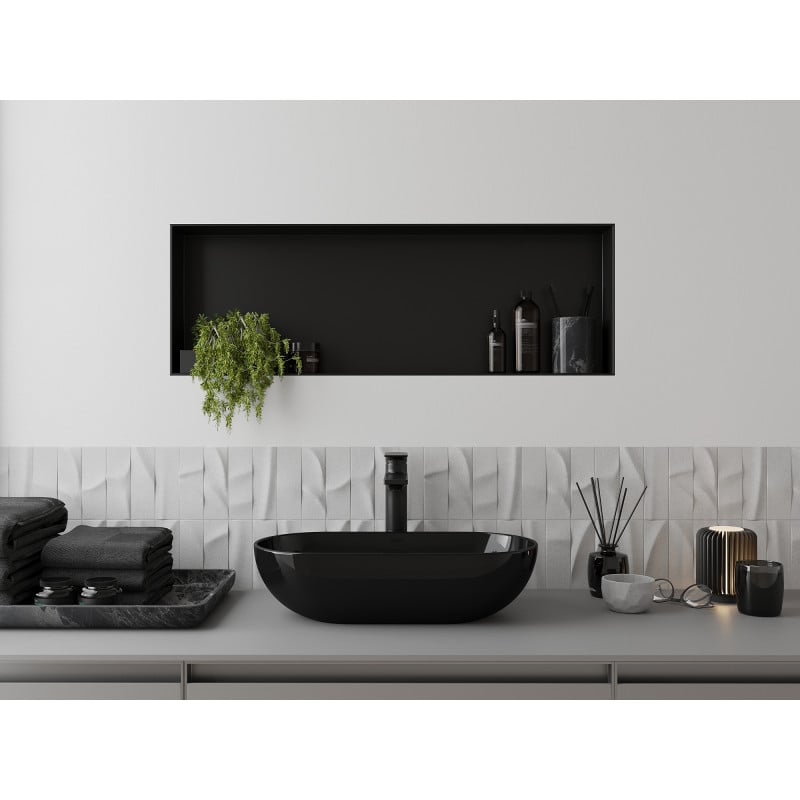 Mexen X-Wall-NR Nischenregal ohne Flansch 90 x 30 cm, schwarz - 1971903010