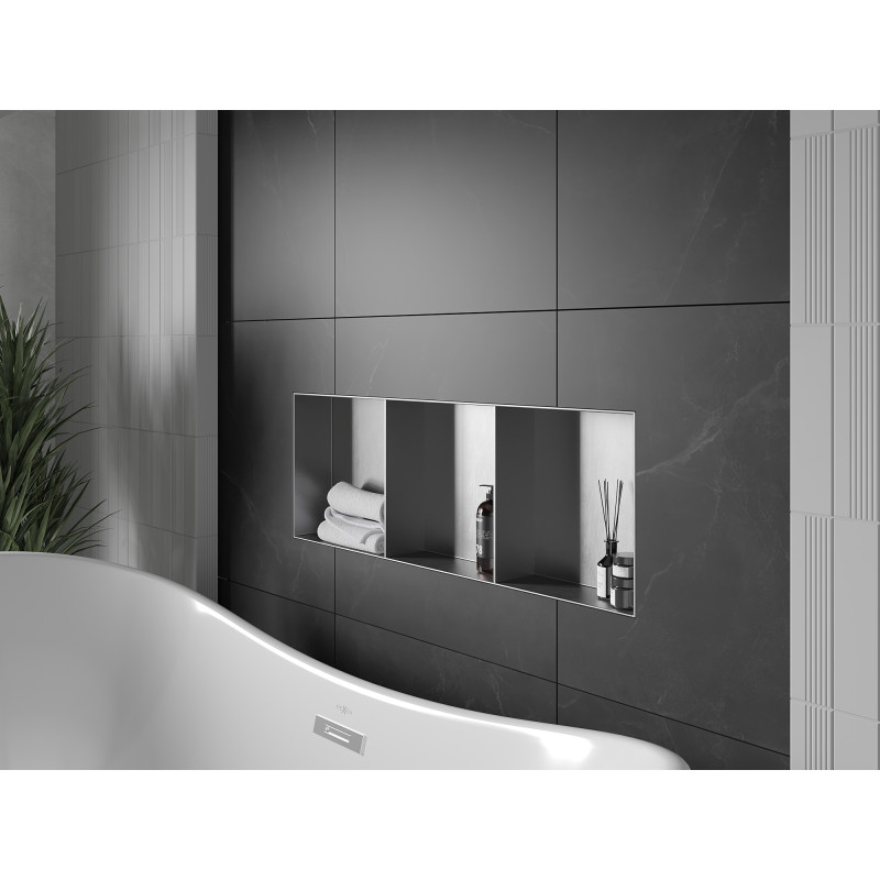 Mexen X-Wall-NR estante empotrado sin reborde con estante 90 x 30 cm, inox - 1911903010S