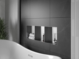 Mexen X-Wall-NR inbouwnis plank zonder flens met plank 90 x 30 cm, inox - 1911903010S