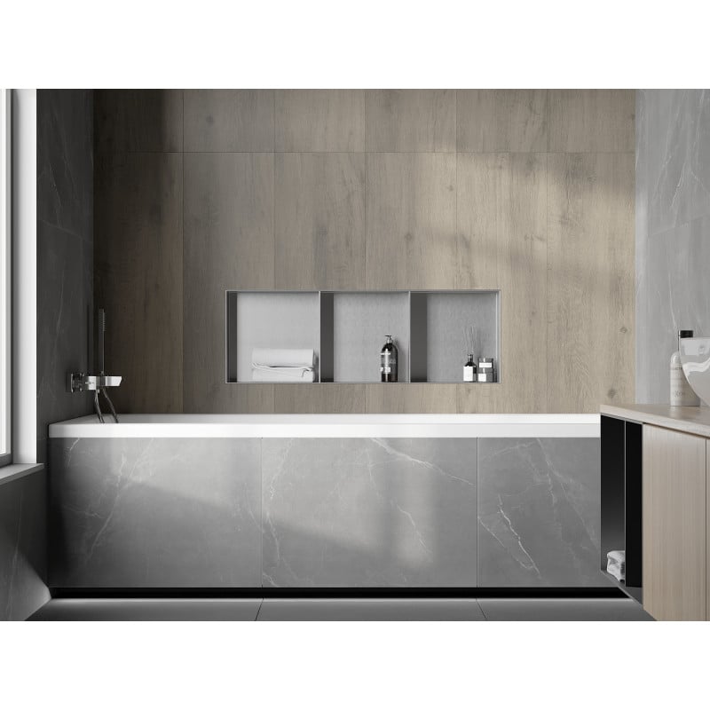 Mexen X-Wall-NR inbyggd hylla utan fläns med hylla 90 x 30 cm, inox - 1911903010S