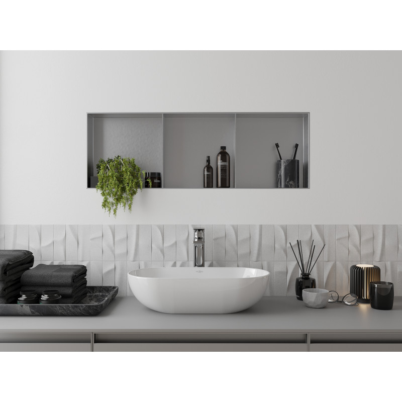 Mexen X-Wall-NR Einbau-Nischenregal ohne Rand mit Regal 90 x 30 cm, Inox - 1911903010S
