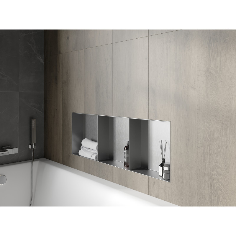Mexen X-Wall-NR Einbau-Nischenregal ohne Rand mit Regal 90 x 30 cm, Inox - 1911903010S