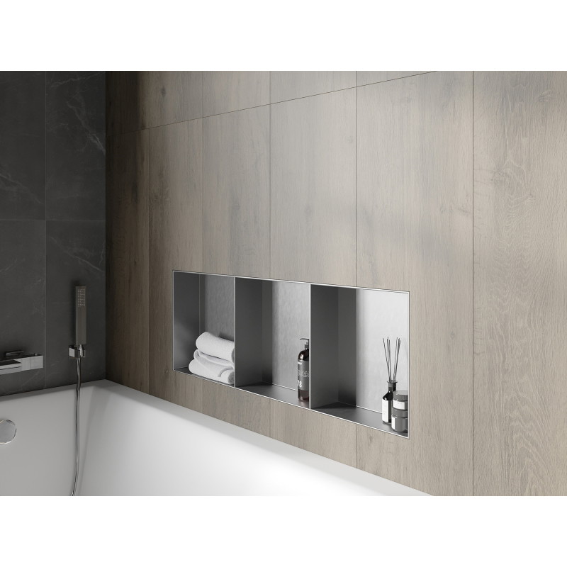 Mexen X-Wall-NR nisplank zonder flens met plank 90 x 30 cm, inox - 1911903010S