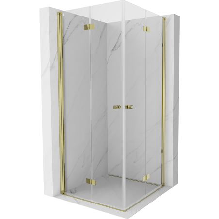 Mexen Mist-F Duo cabina doccia pieghevole 70 x 70 cm, trasparente, oro - 8A6-070L-070P-50-00