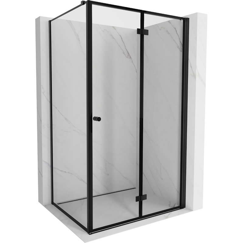 Mexen Mist-F T opvouwbare douchecabine rechts 120 x 80 cm, zwarte rand, zwart - 8A6T-120-080-70-70-P
