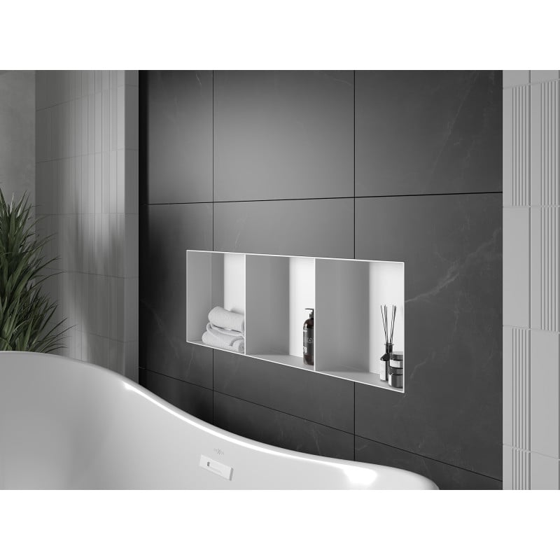 Mexen X-Wall-NR inbouwplank zonder flens met plank 90 x 30 cm, wit - 1921903010S