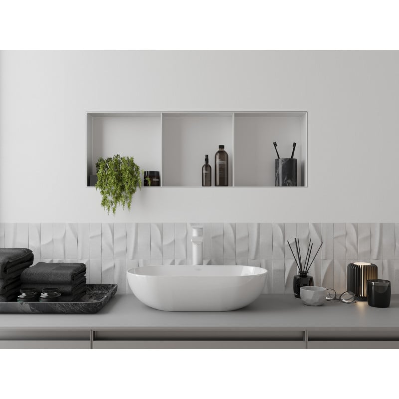 Mexen X-Wall-NR inbouwplank zonder flens met plank 90 x 30 cm, wit - 1921903010S