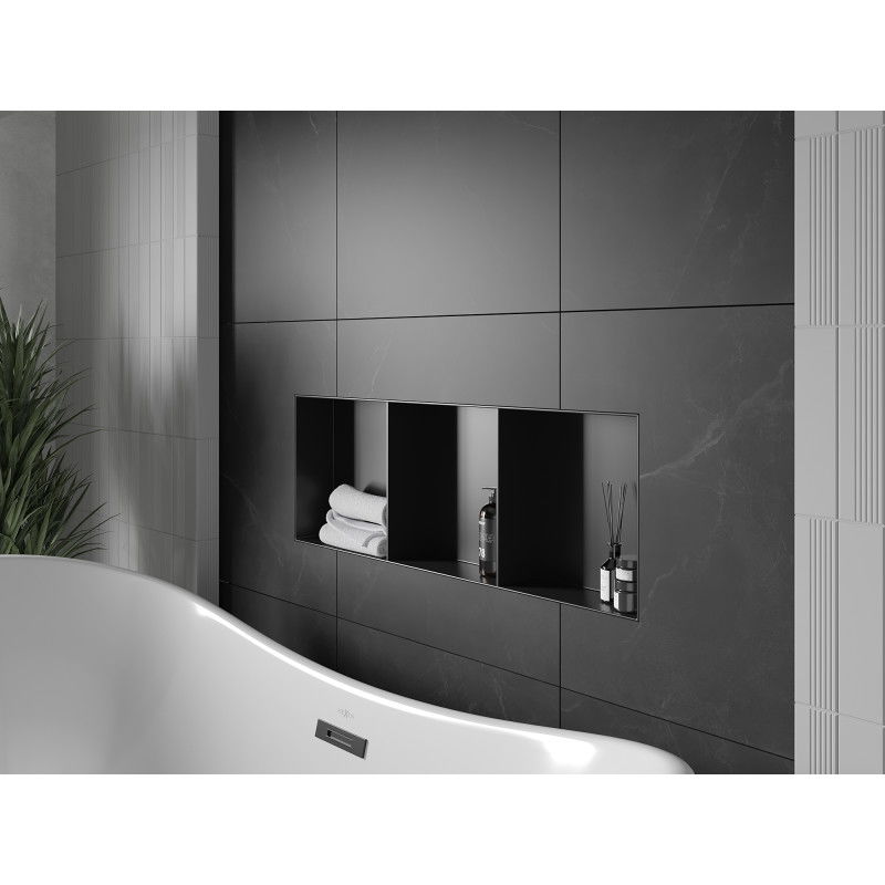 Mexen X-Wall-NR Nischeregal ouni Flansch mat Regal 90 x 30 cm, schwaarz - 1971903010S