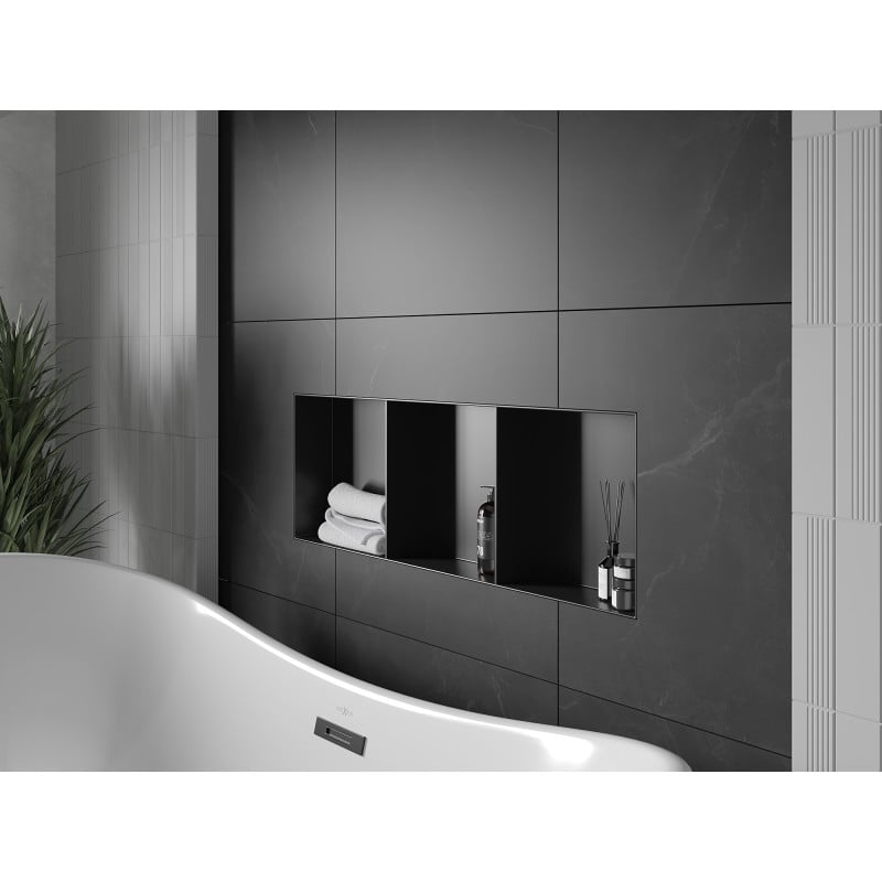 Mexen X-Wall-NR prateleira embutida sem flange com prateleira 90 x 30 cm, preta - 1971903010S