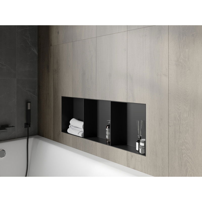 Mexen X-Wall-NR Nischeregal ouni Flansch mat Regal 90 x 30 cm, schwaarz - 1971903010S