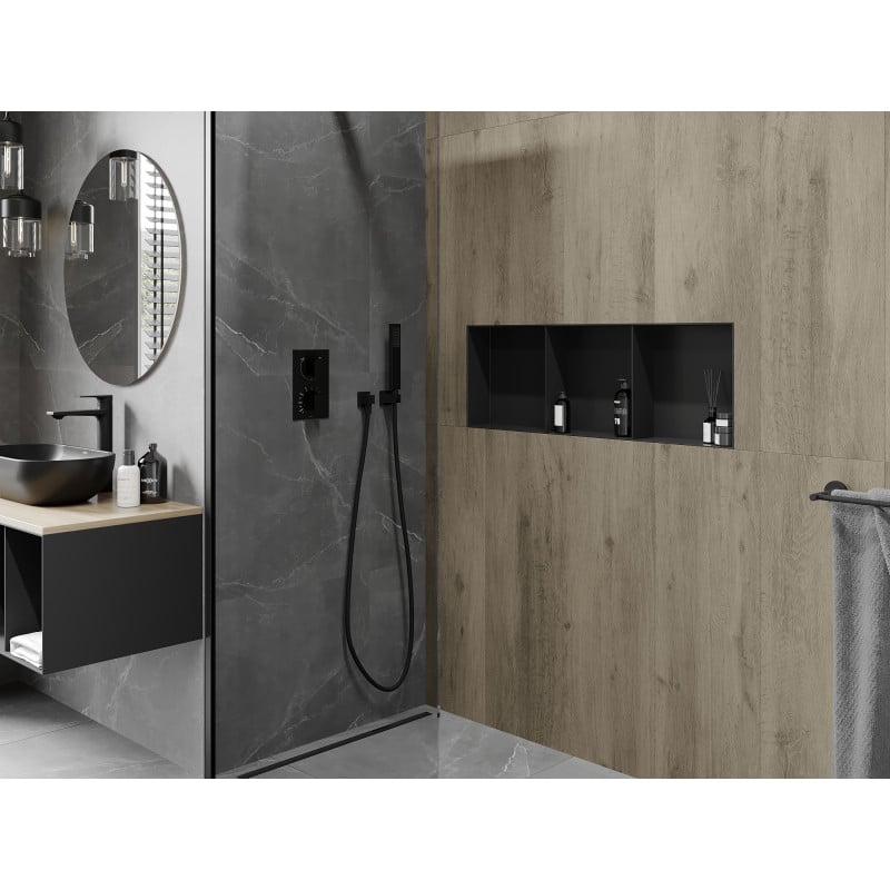 Mexen X-Wall-NR prateleira embutida sem flange com prateleira 90 x 30 cm, preta - 1971903010S