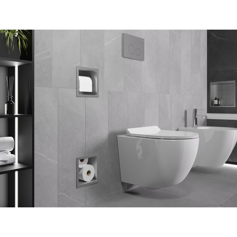 Mexen X-Wall-BP soporte para papel higiénico con almacenamiento, inox - 1914