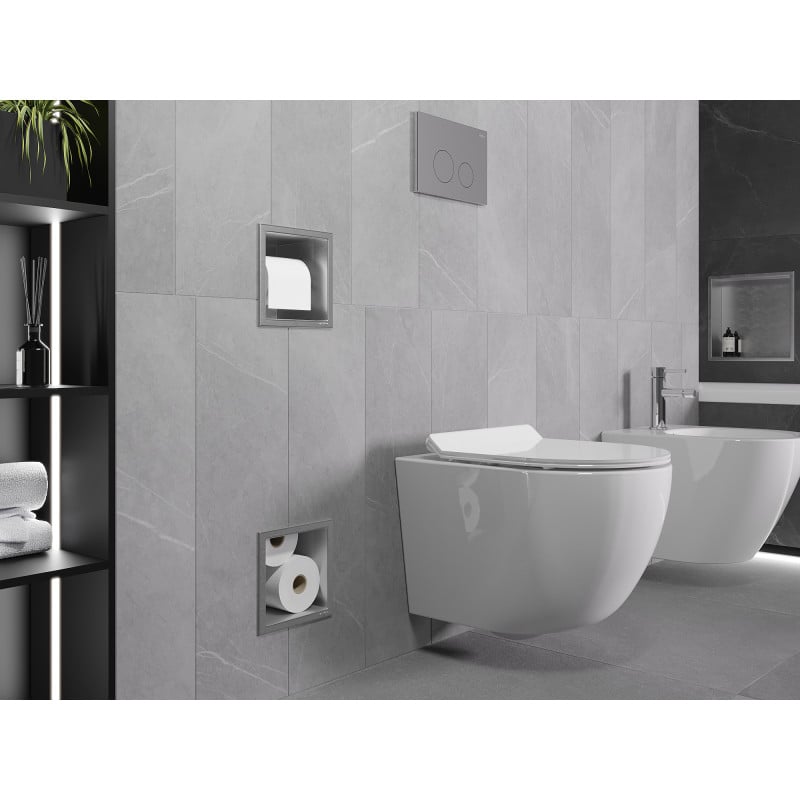 Mexen X-Wall-BP toilet roll holder with magazine, inox - 1914