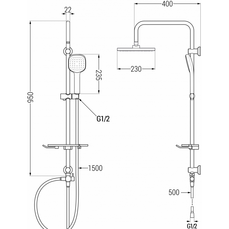Mexen T33 shower column, white/chrome - 798333393-21
