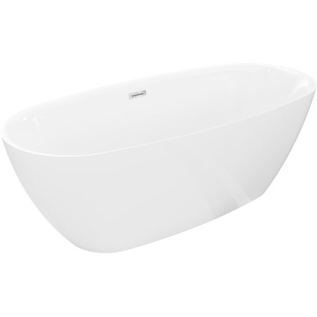 Mexen Luvo Slim 170 x 75 cm Freestanding Bath, White, Chrome Overflow - 52801707500-01