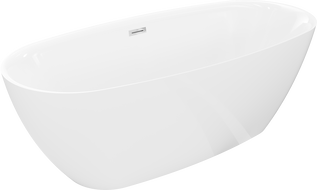 Mexen Luvo Slim freistehende Badewanne 170 x 75 cm, weiß, Überlauf chrom - 52801707500-01