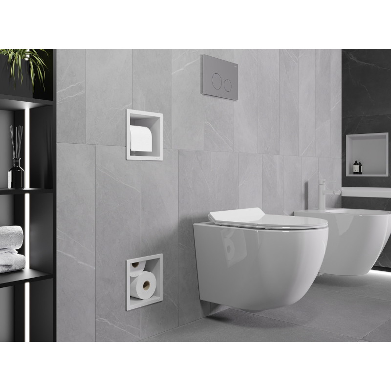Mexen X-Wall-BP toilet paper holder with magazine rack, white - 1924
