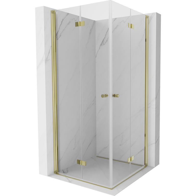 Mexen Mist-F Duo cabine de douche pliante 95 x 95 cm, transparent, doré - 8A6-095L-095P-50-00