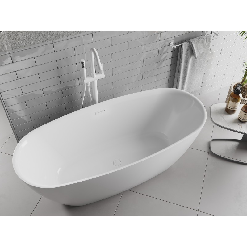 Mexen Luvo Slim wanna wolnostojąca 170 x 75 cm, biała, przelew biały - 52801707500-20