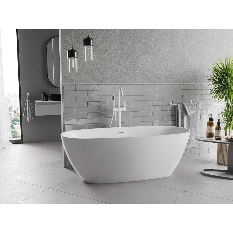 Mexen Luvo Slim 170 x 75 cm Free-standing Bath, White, White Overflow - 52801707500-20