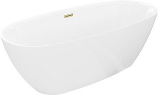 Mexen Luvo Slim freistehende Badewanne 170 x 75 cm, weiß, Überlauf gold - 52801707500-50