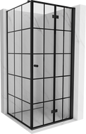 Mexen Mist-F vouwbare douchecabine rechts 90 x 90 cm, zwart raster, zwart - 8A6T-090-090-70-77-P
