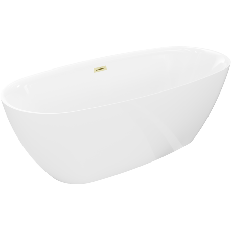 Mexen Luvo Slim freistehende Badewanne 170 x 75 cm, weiß, Überlauf gebürstet gold - 52801707500-55