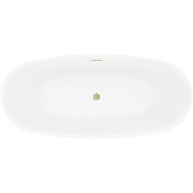 Mexen Luvo Slim μπανιέρα ελεύθερη 170 x 75 cm, λευκή, υπερχείλιση χρυσό