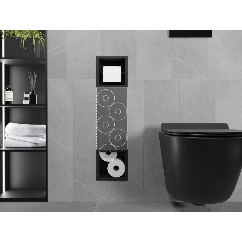 Mexen X-Wall-BP toilet roll holder with magazine, black - 1974