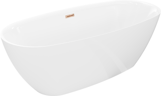 Mexen Luvo Slim freistehende Badewanne 170 x 75 cm, weiß, Überlauf in Roségold - 52801707500-60