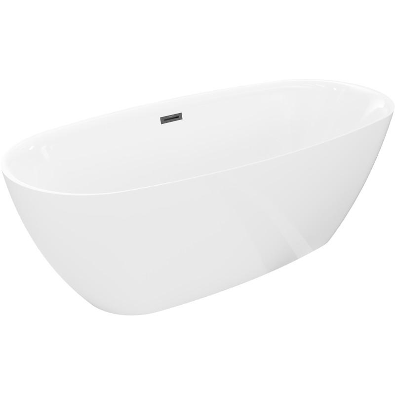 Mexen Luvo Slim vabalt seisev vann 170 x 75 cm, valge, must ülevool - 52801707500-70