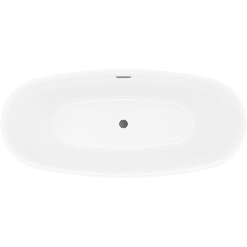 Mexen Luvo Slim bañera exenta 170 x 75 cm, blanca, rebosadero metalizado - 52801707500-95