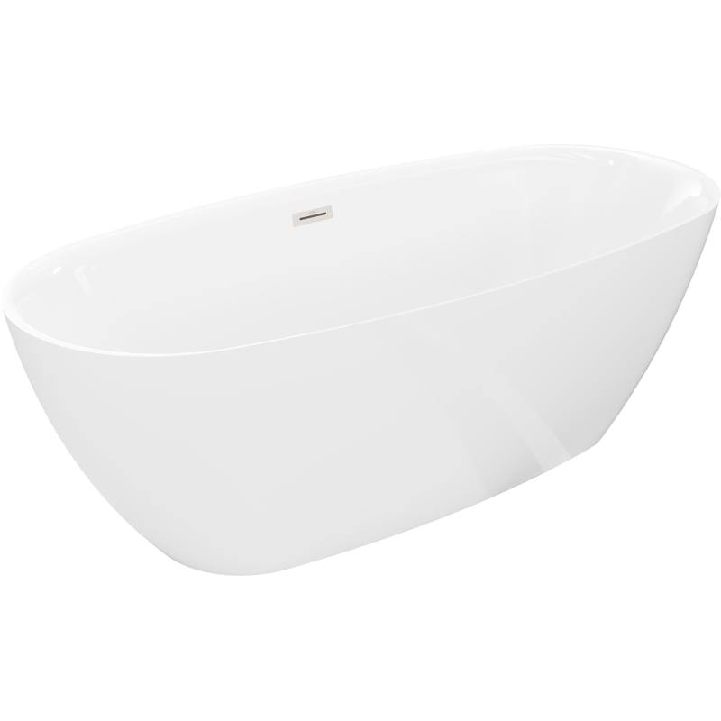 Mexen Luvo Slim wanna wolnostojąca 170 x 75 cm, biała, przelew nikiel szczotkowany - 52801707500-97