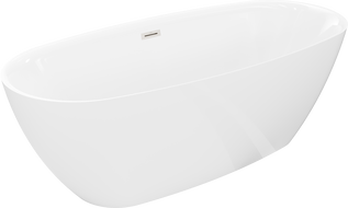 Mexen Luvo Slim freistehende Badewanne 170 x 75 cm, weiß, Überlauf gebürsteter Nickel - 52801707500-97