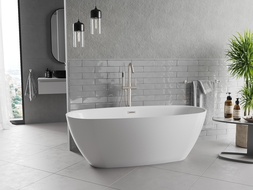 Mexen Luvo Slim fräistéierend Badewanne 170 x 75 cm, wäiss, iwwerlaf gebiersteten Nickel - 52801707500-97