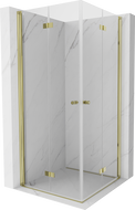 Mexen Mist-F Duo preklopna tuš kabina 100 x 100 cm, prozirna, zlatna - 8A6-100L-100P-50-00