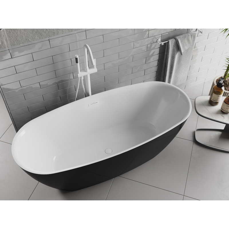 Mexen Luvo Slim vabaltseisev vann 170 x 75 cm, valge/must, valge ülevool - 52801707575-20