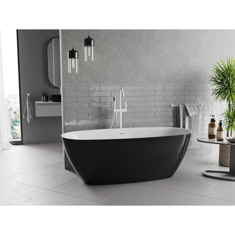 Mexen Luvo Slim wanna wolnostojąca 170 x 75 cm, biała/czarna, przelew biały - 52801707575-20