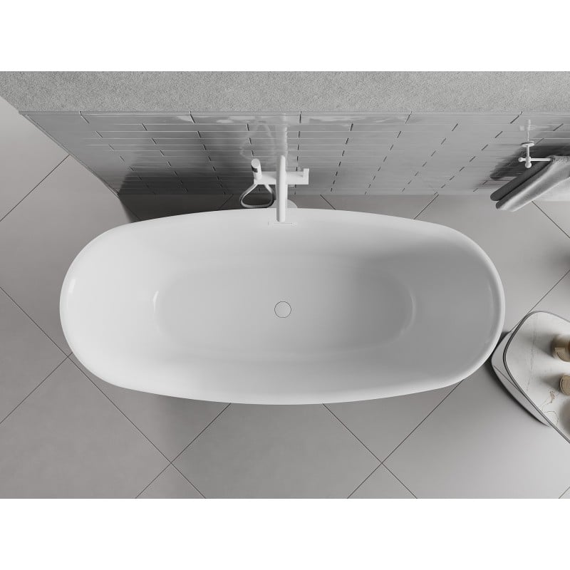 Mexen Luvo Slim bañera exenta 170 x 75 cm, blanca/negra, rebosadero blanco - 52801707575-20