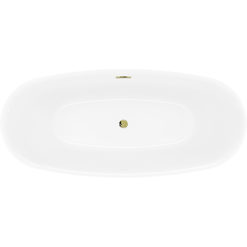 Mexen Luvo Slim vrijstaande badkuip 170 x 75 cm, wit/zwart, goud overloop - 52801707575-50