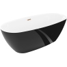 Mexen Luvo Slim baignoire autoportante 170 x 75 cm, blanche/noire, trop-plein or rose - 52801707575-60