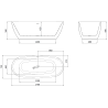 Mexen Luvo Slim freistehende Badewanne 170 x 75 cm, weiß/schwarz, Überlauf gebürstetes Kupfer - 52801707575-65