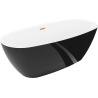 Mexen Luvo Slim vrijstaand bad 170 x 75 cm, wit/zwart, overloop geborsteld koper - 52801707575-65