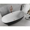 Mexen Luvo Slim freistehende Badewanne 170 x 75 cm, weiß/schwarz, Überlauf gebürstetes Kupfer - 52801707575-65