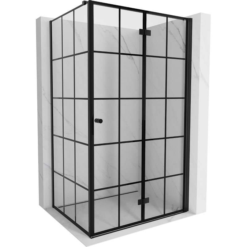 Mexen Mist-F T Faltbare Duschkabine rechts 95 x 100 cm, schwarzes Gitter, schwarz - 8A6T-095-100-70-77-P