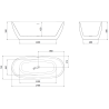 Mexen Luvo Slim vrijstaande badkuip 170 x 75 cm, wit/zwart, overloop gun gray geborsteld - 52801707575-66