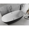 Mexen Luvo Slim 170 x 75 cm Freestanding Bath, White/Black, Brushed Gun Gray Overflow - 52801707575-66