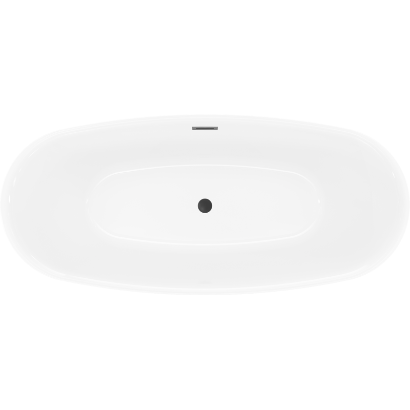 Mexen Luvo Slim vapaasti seisova kylpyamme 170 x 75 cm, valkoinen/musta, mustalla ylivuodolla - 52801707575-70