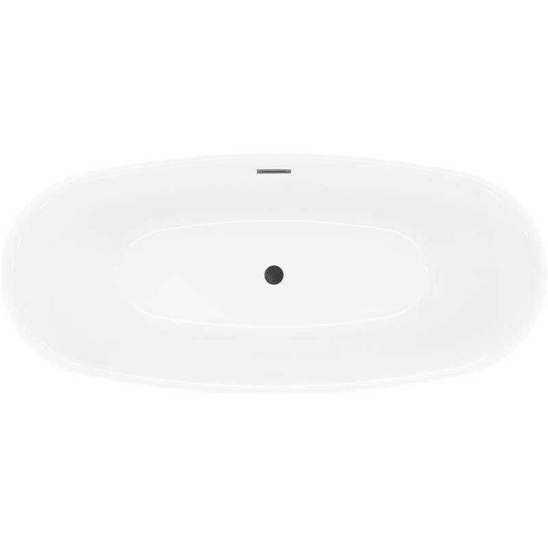 Mexen Luvo Slim wanna wolnostojąca 170 x 75 cm, biała/czarna, przelew czarny - 52801707575-70