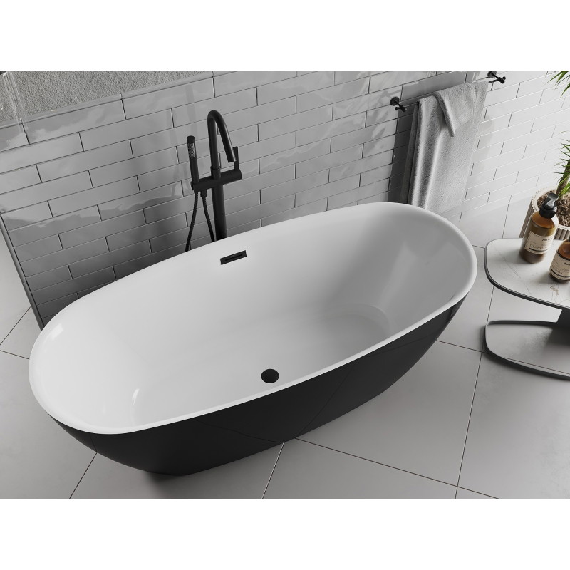 Mexen Luvo Slim iseseisev vann 170 x 75 cm, valge/must, ülevool must - 52801707575-70